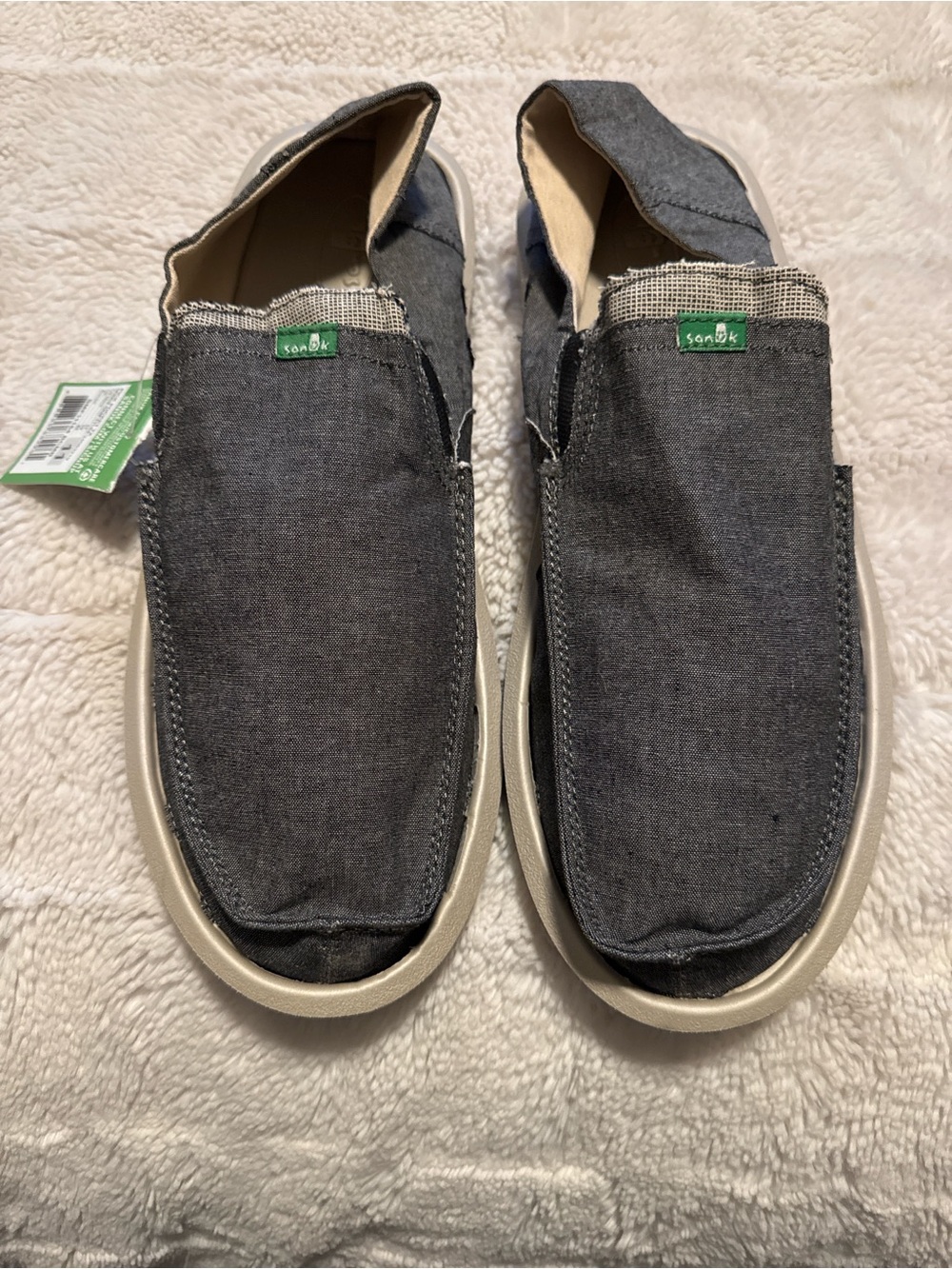 Sanuk Men’s Charcoal Canvas Slip-On Loafers